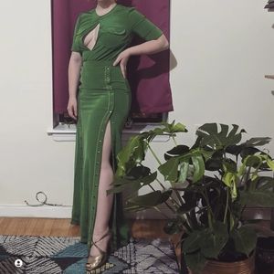 Jo No Fui Button Accent Shirt Sleeve Maxi Dress